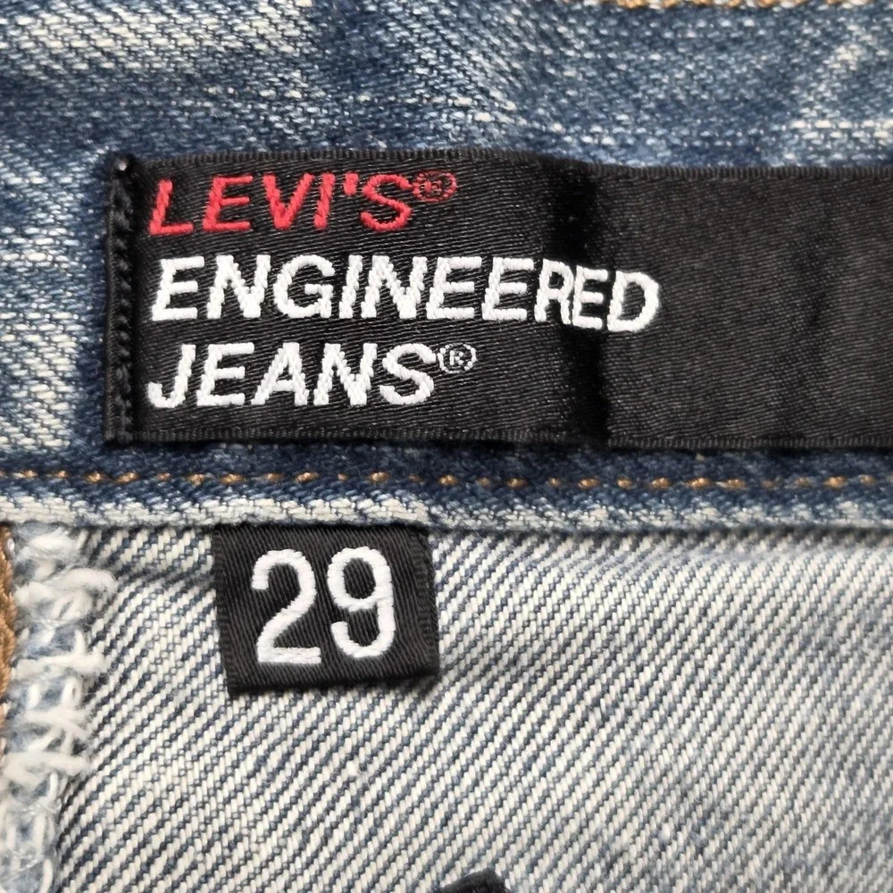 Vintage Levis Engineered Jeans Mens Blue Twisted Altered Raw Hem Fits 29x20